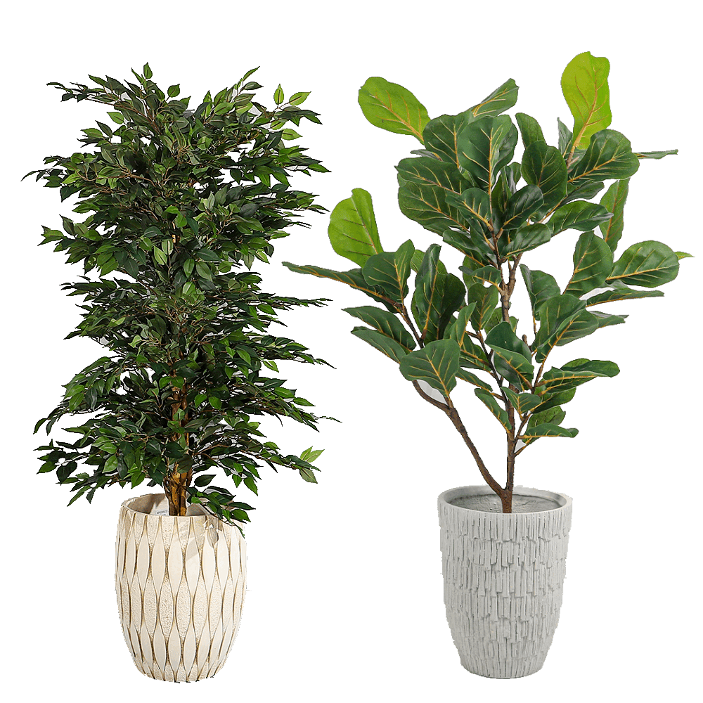 Artificial Plant & Concrete Pot