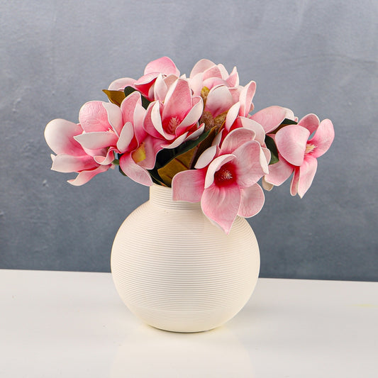 Magnolia Flowers Bunch with Bubble Cream Vase